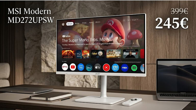MSI Modern MD272UPSW al minimo storico: monitor 4K con Google TV a 245 euro