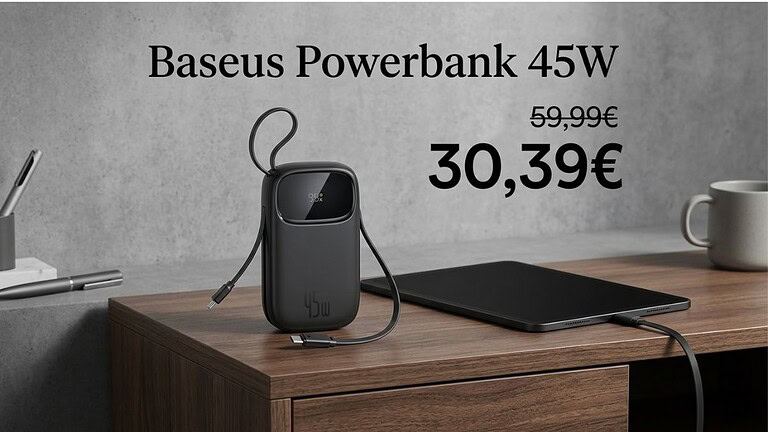 Baseus Powerbank 45W 20000mAh crolla a metà prezzo su Amazon