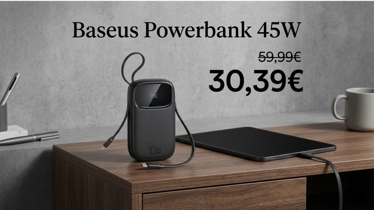 Baseus Powerbank 45W 20000mAh crolla a metà prezzo su Amazon