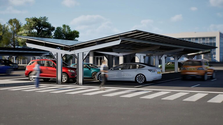 Pensiline solari da parcheggio: Solarport lancia la gamma PowerPark Pro