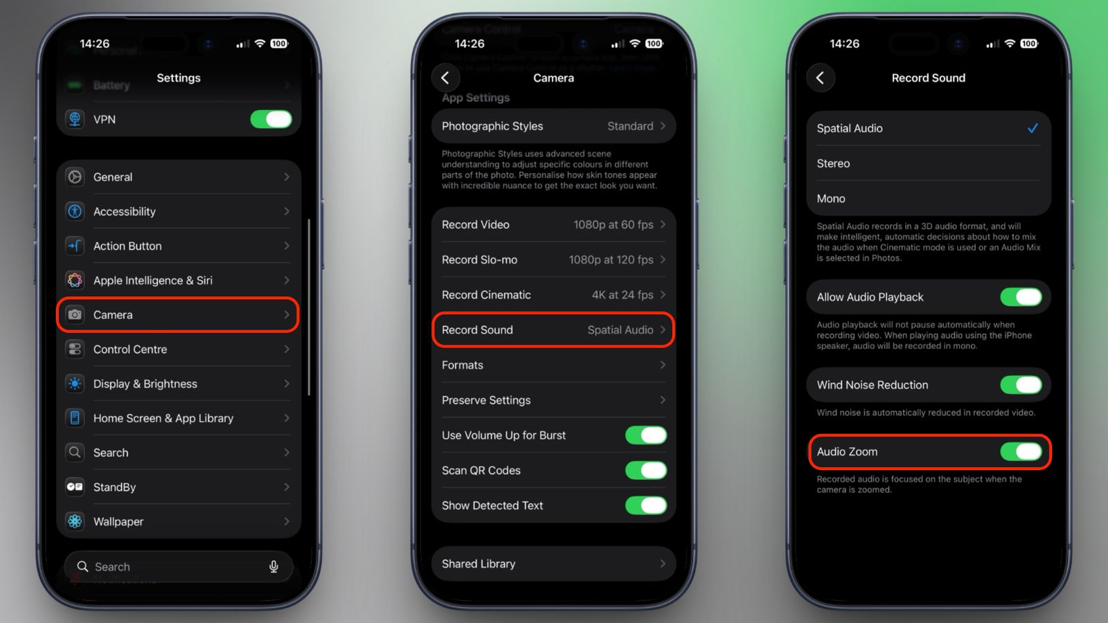 Audio Zoom iPhone iOS