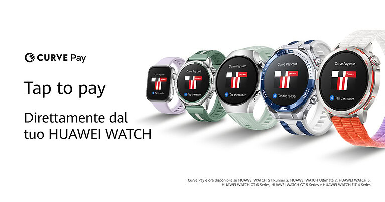 Huawei: i pagamenti contactless Curve Pay arrivano su tutti gli smartwatch