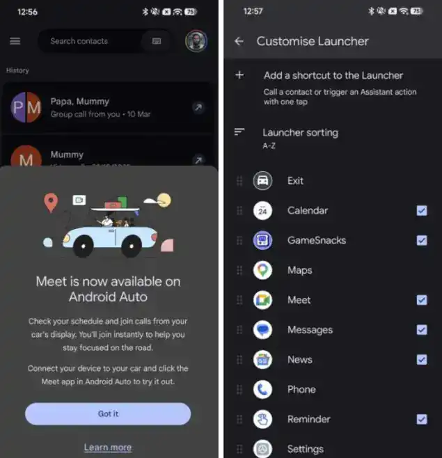 Android Auto Google Meet