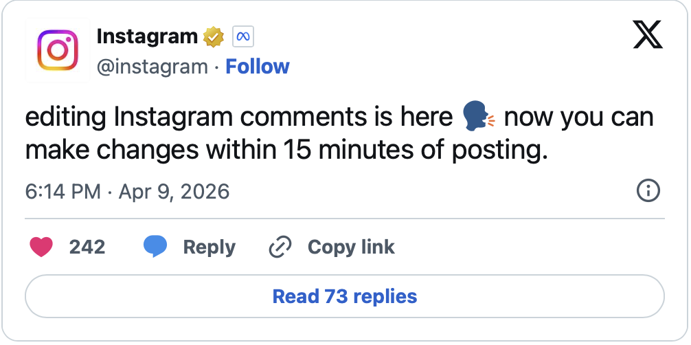 modifica commenti Instagram