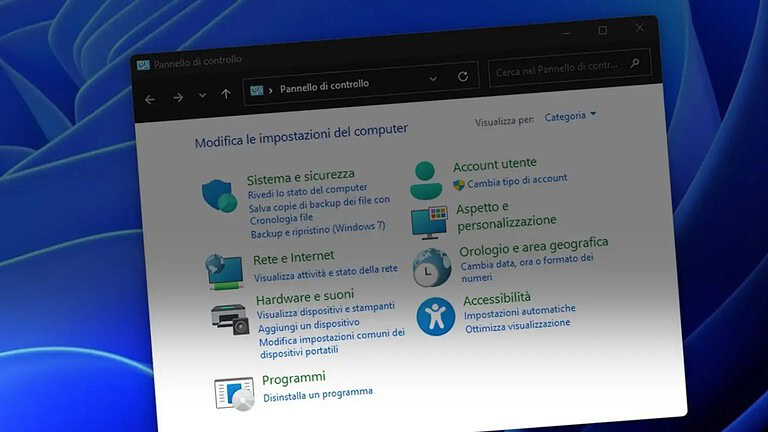 pannello di controllo Windows
