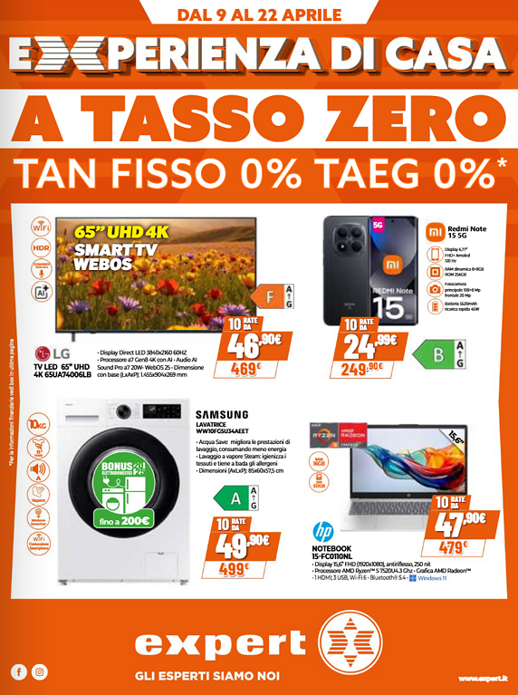 volantino Expert aprile 2026 Volantino Expert: le offerte Experienza di casa sono super.