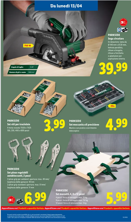 volantino Lidl Parkside - specifiche volantino Lidl Parkside