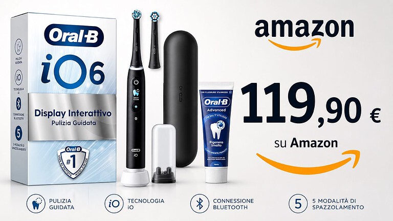 Oral-B iO 6N torna al minimo storico su Amazon: kit completo in offerta