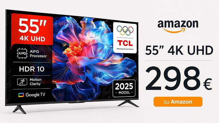 TCL 4K UHD 55 pollici al minimo storico su Amazon: il prezzo che non ti aspetti