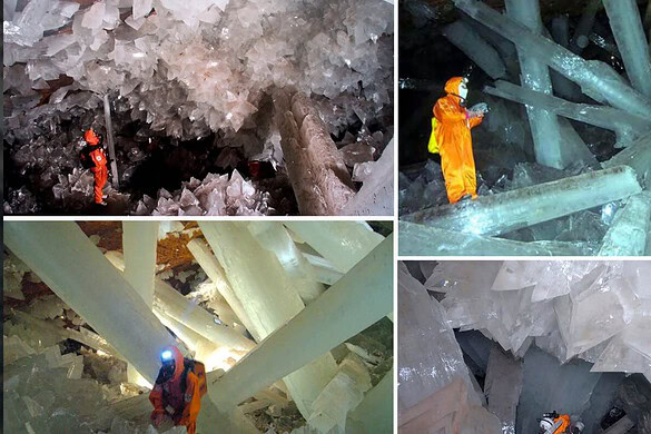 Grotta dei cristalli, i giganti minerali da 11 metri nascosti nel buio