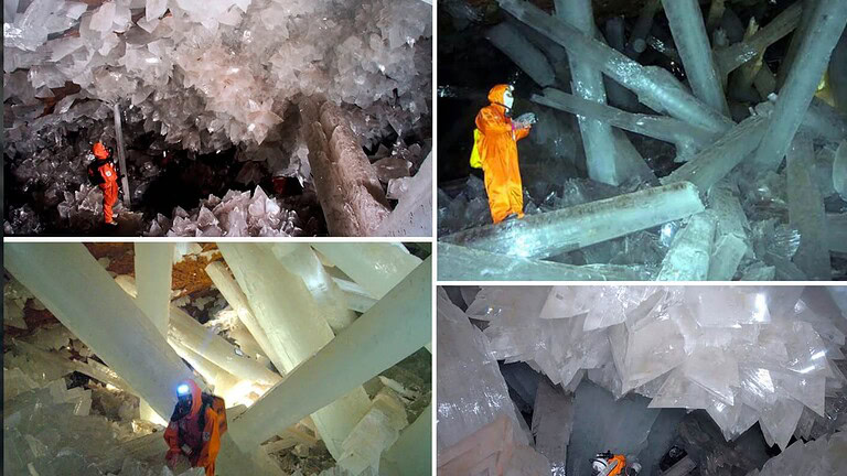 Grotta dei cristalli, i giganti minerali da 11 metri nascosti nel buio
