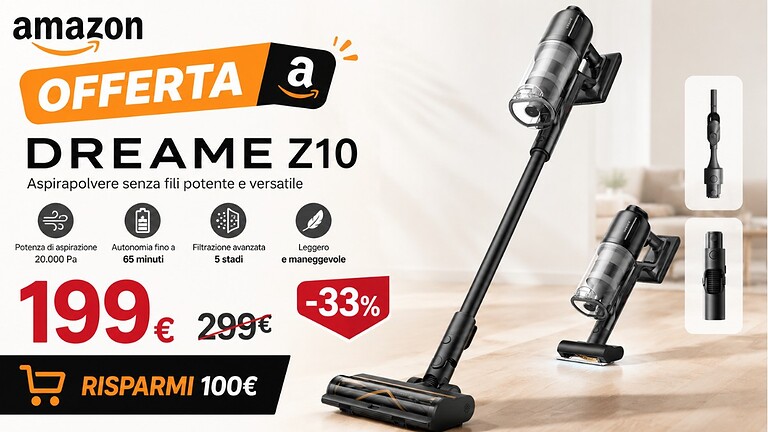 Dreame Z10 crolla di prezzo: aspirapolvere da 24.000Pa a 199€