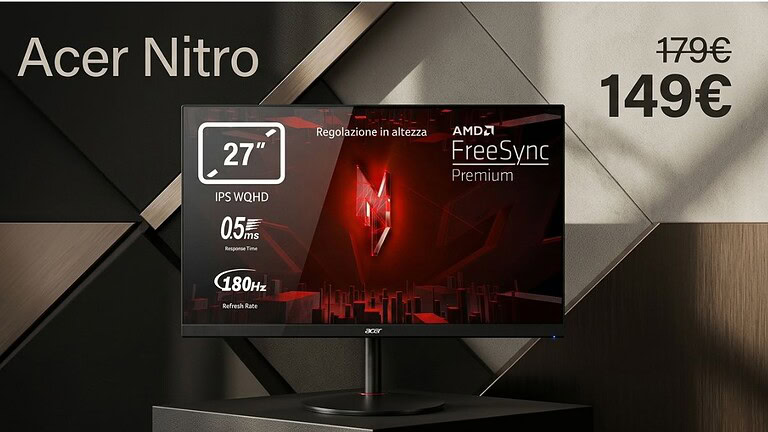 Acer Nitro XV271UM3 a 149,90€: monitor 2K 180 Hz al minimo storico