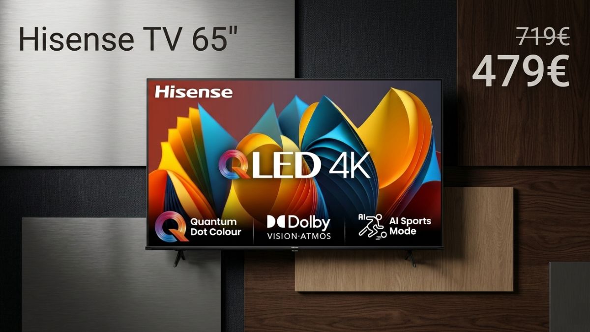 Hisense 65E77NQ al minimo storico: QLED 65″ sotto i 500 euro