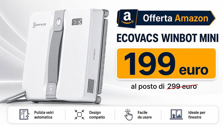 ECOVACS Winbot mini a 199 euro su Amazon: l'offerta scade presto