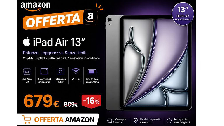 iPad Air 13" M3 al minimo storico su Amazon: prezzo mai visto