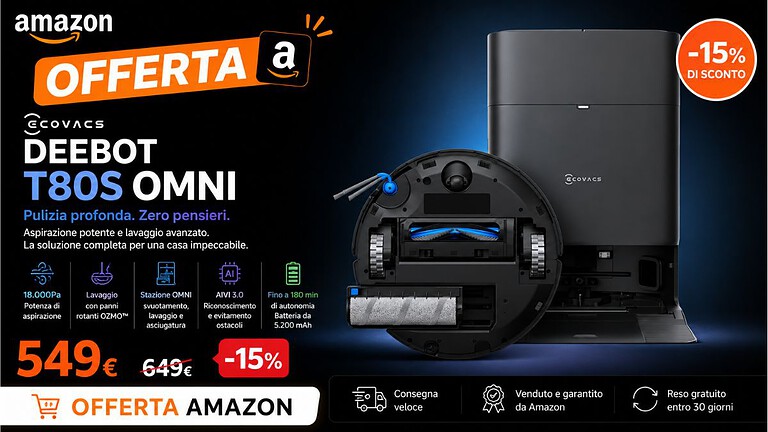 ECOVACS DEEBOT T80S al minimo storico: il prezzo che non ti aspetti