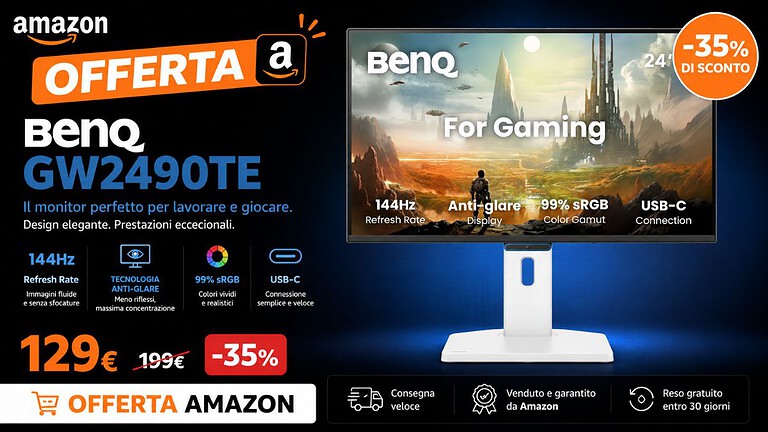 BenQ: monitor da 23,8 pollici 144 Hz al prezzo minimo storico su Amazon
