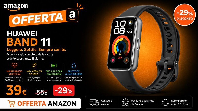 HUAWEI Band 11 su Amazon a meno di 40€: l'affare dell'estate