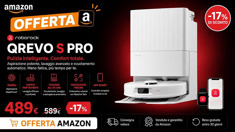 Roborock Qrevo S Pro al minimo storico: prezzo mai visto su Amazon