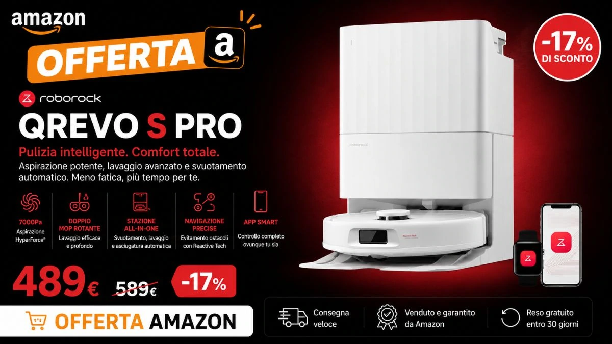 Roborock Qrevo S Pro al minimo storico: prezzo mai visto su Amazon