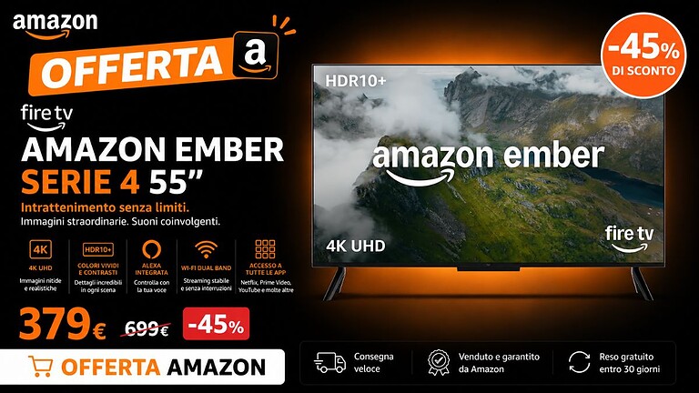 Amazon Fire TV Serie 4 55": prezzo mai così basso, conviene?