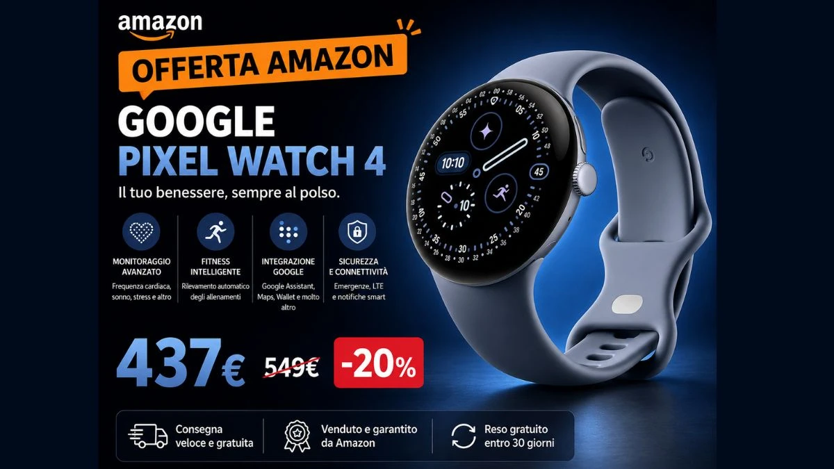 Google Pixel Watch 4 LTE 45mm: sconto del 20% su Amazon