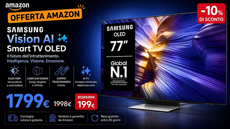 Samsung S90F OLED 77" al minimo storico: il prezzo su Amazon è assurdo