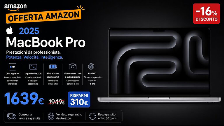 MacBook Pro 14" M5 1TB: oltre 300€ di sconto su Amazon