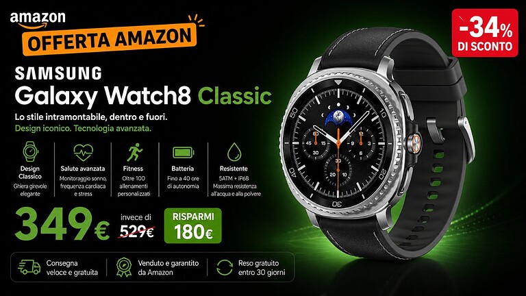 Samsung Galaxy Watch8 Classic al minimo storico: prezzo mai visto