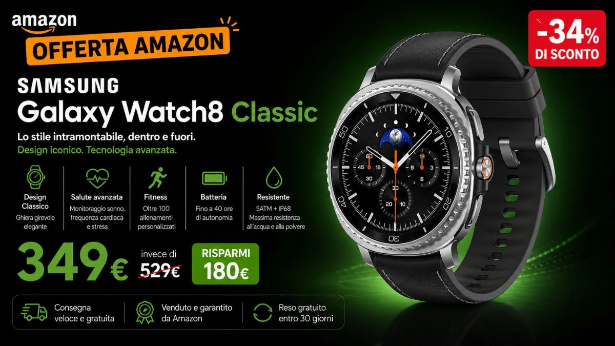 Samsung Galaxy Watch8 Classic al minimo storico: prezzo mai visto