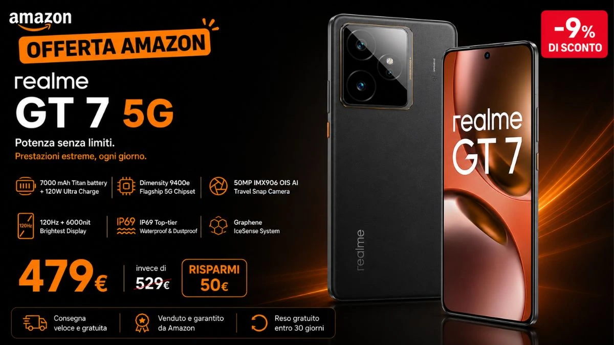 Realme GT 7 5G: autonomia infinita a un prezzo assurdo su Amazon