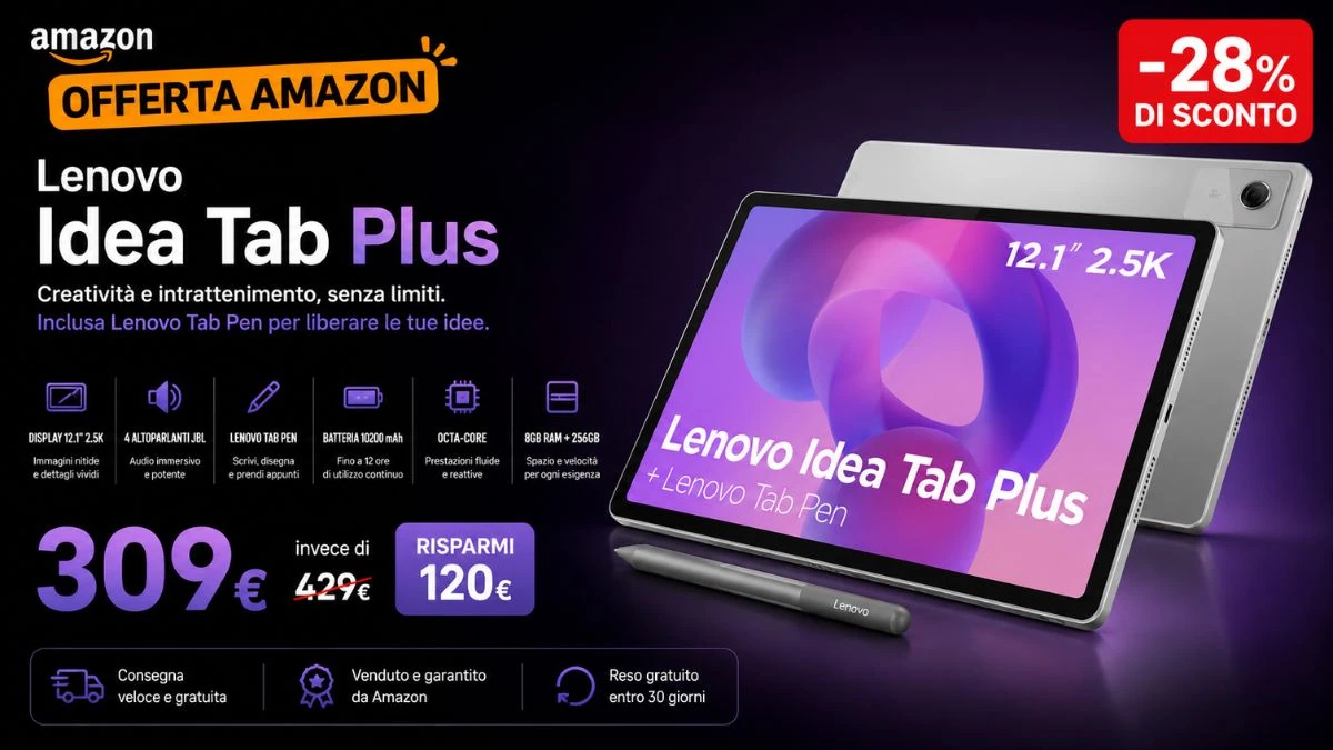 Lenovo Idea Tab Plus crolla del 26% su Amazon: è un affare a 319€
