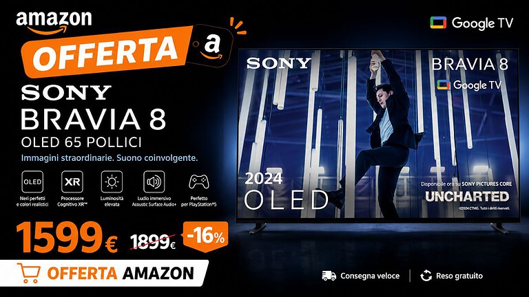 Sony BRAVIA 8 OLED al minimo storico: prezzi mai visti su Amazon