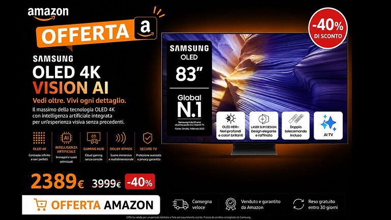 Samsung S94F 83" OLED a 2.389€: quasi 1.500€ di sconto sul modello 2025