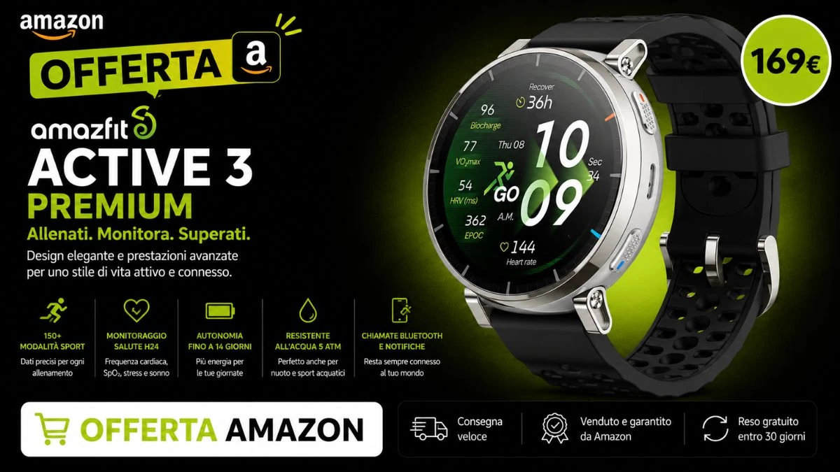 Amazfit Active 3 Premium: ecco perché tutti lo vogliono a 169 euro