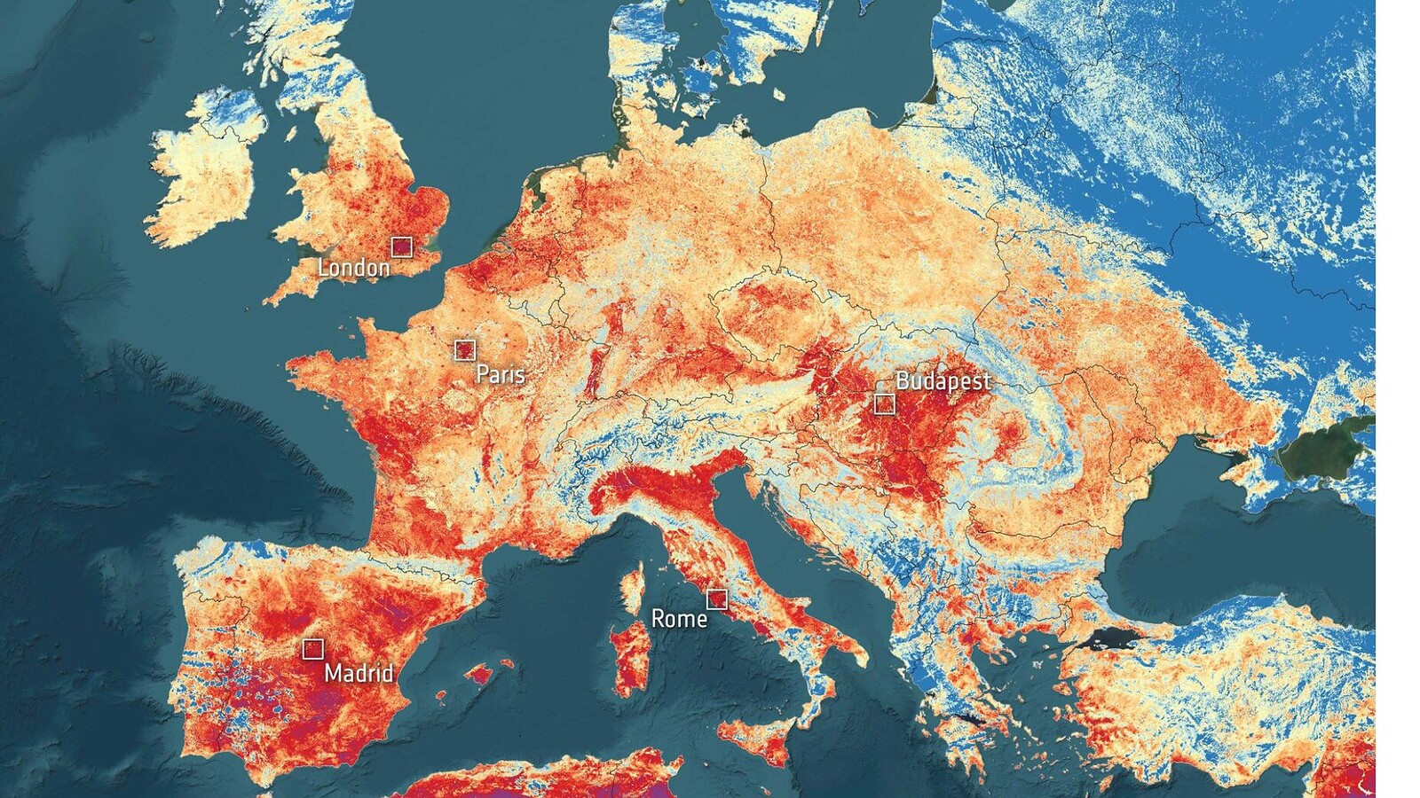Caldo record in Europa: la mappa di Copernicus che lascia senza parole