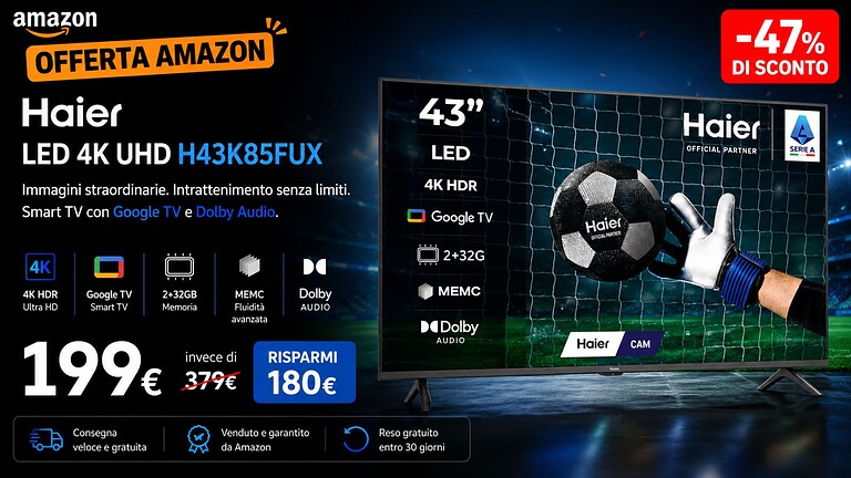 Haier H43K85FUX: Smart TV 4K a meno di 200€, è un affare?