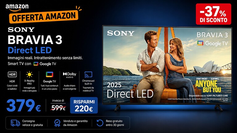 Sony Bravia 3 2025 da 43 pollici: su Amazon costa meno di quanto pensi