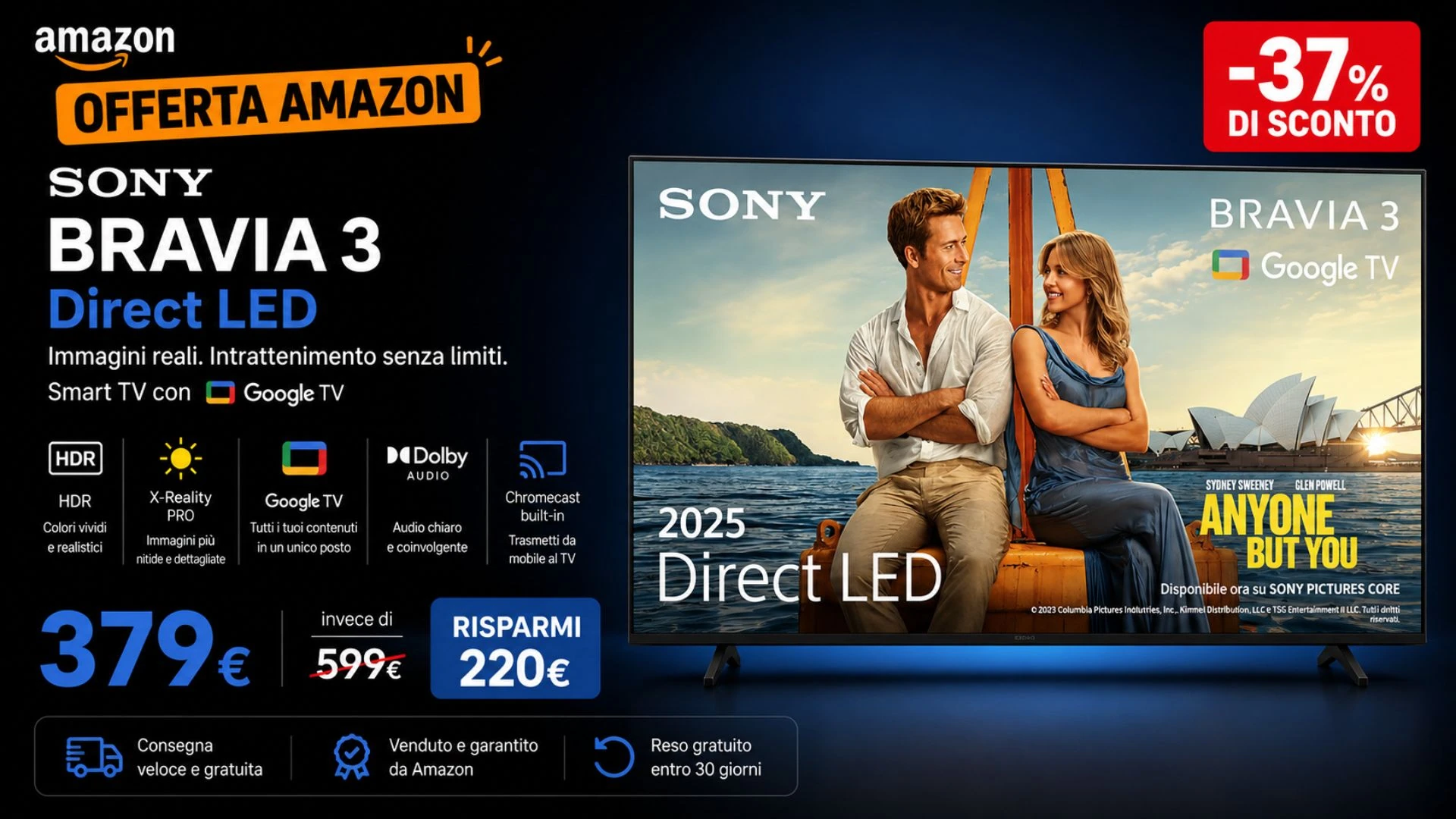Sony Bravia 3 2025 da 43 pollici: su Amazon costa meno di quanto pensi
