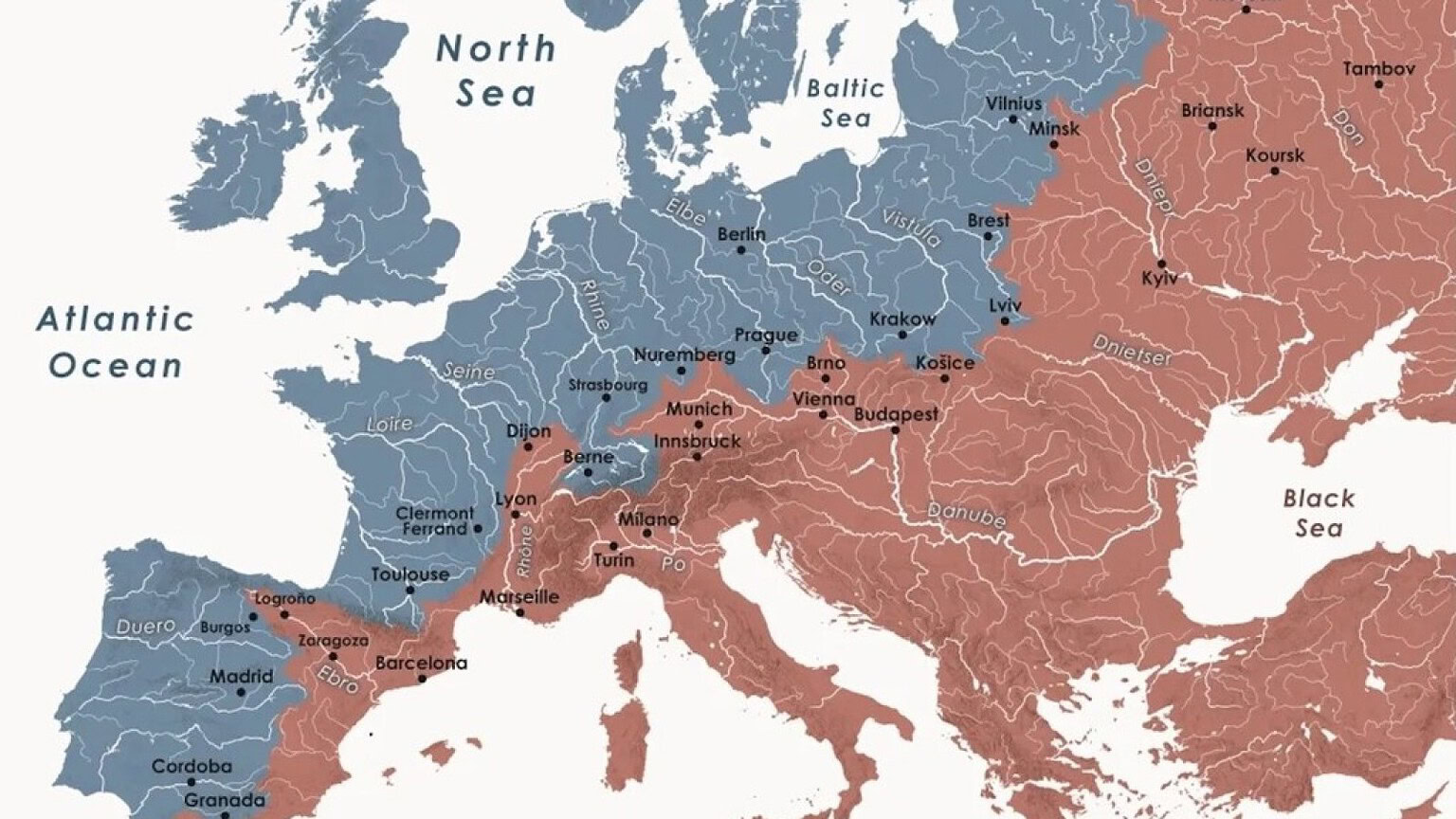 Europa divisa in due: la mappa che segue ogni goccia di pioggia - divisoria europea acque