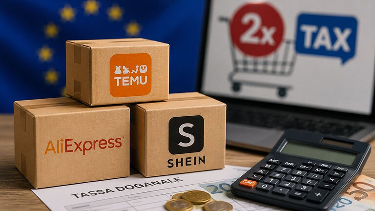 Temu, Shein e AliExpress: doppia tassa sui pacchi dal 1° luglio