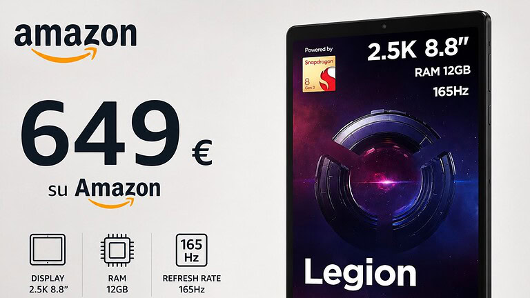 Lenovo Legion Tab Gen 3 al minimo storico su Amazon: oltre 200€ di sconto