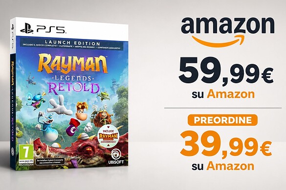 Amazon: in preordine Rayman Legends Retold per PS5 a 39,99 €