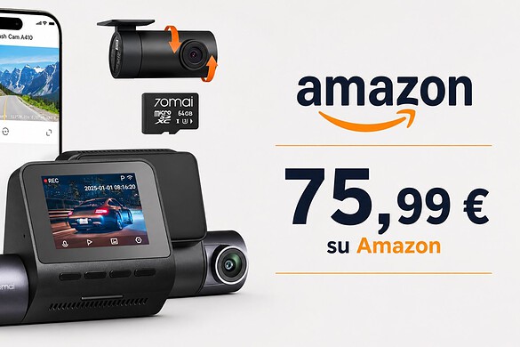 Amazon: la dash cam 70mai A410 in offerta, è perfetta per la sicurezza in auto