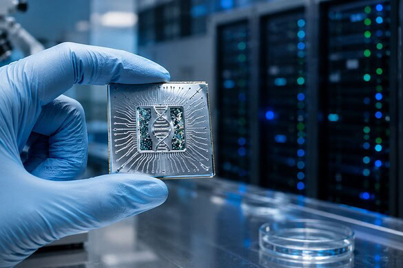 Chip bioibrido fonde DNA e argento: taglia i consumi dei data center del 99%