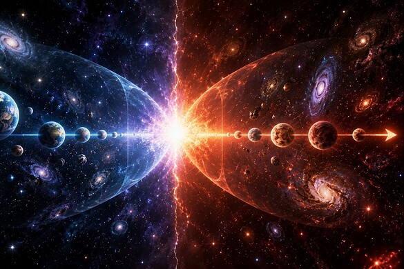 Universo gemello dal Big Bang: il tempo che scorre al contrario