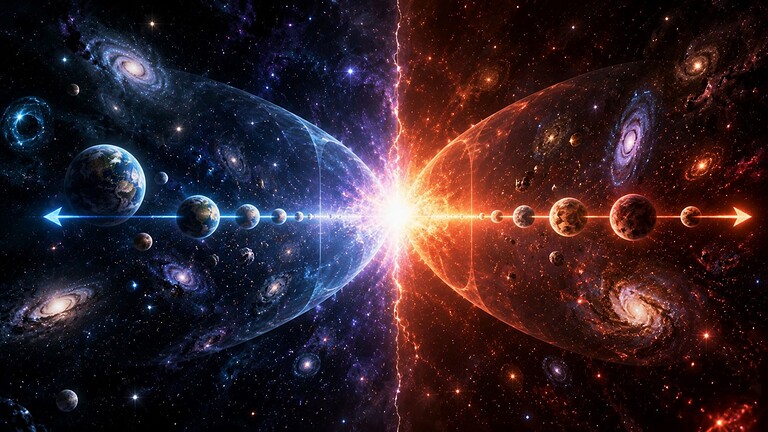 Universo gemello dal Big Bang: il tempo che scorre al contrario