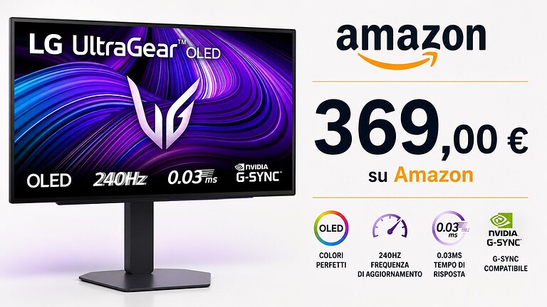 LG UltraGear OLED 27GX704A: monitor gaming 240Hz sotto i 370€