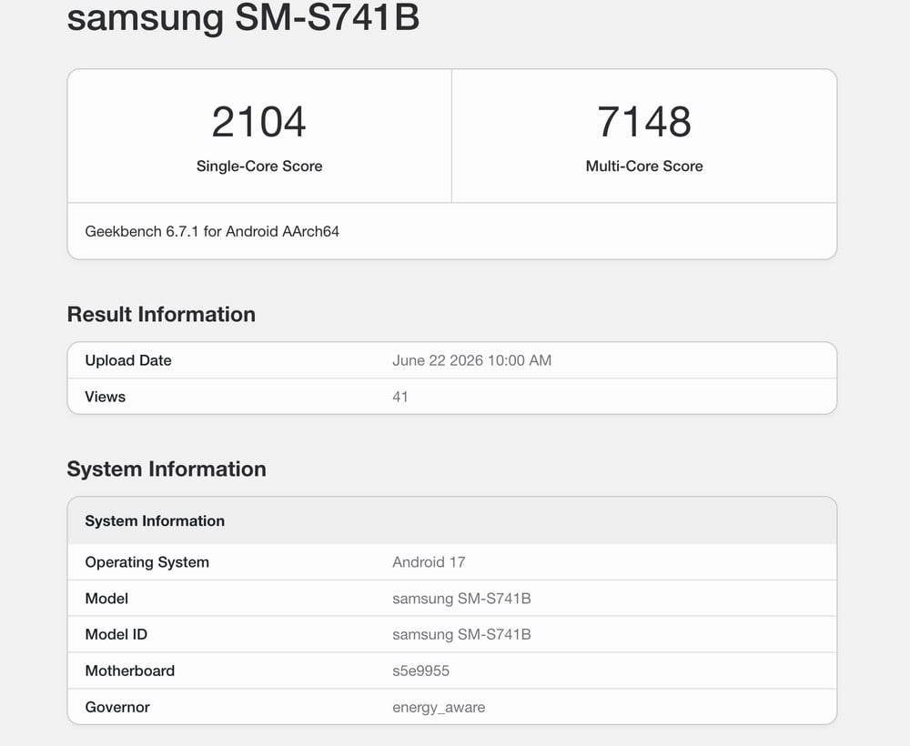 Galaxy S26 FE Galaxy S26 FE, ecco la versione globale: i dettagli da Geekbench